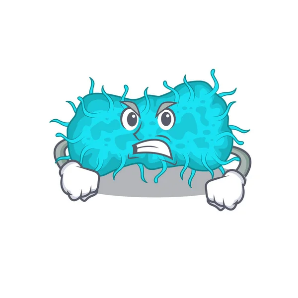 怒った顔をしたプロカリオート菌のマスコットデザインコンセプト ベクターイラスト — ストックベクタ