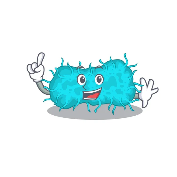 Бактерий Прокариот Талисман Дизайн Характера Одним Пальцем Жест Векторная Иллюстрация — стоковый вектор