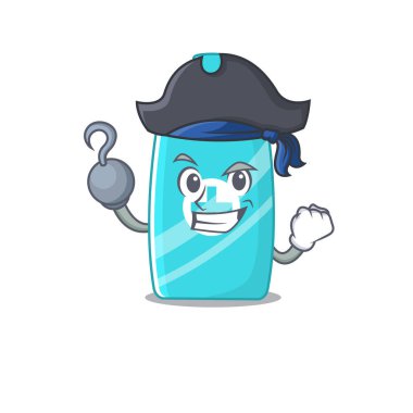 Kanca elli ve şapkalı bir korsan olarak merhem kremi tasarımı. Vektör illüstrasyonu