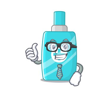 Gözlük ve kravat takan zarif bir merhem iş adamı maskot tasarımı. Vektör illüstrasyonu