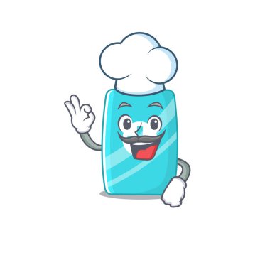 Krem rengi krem rengi çizgi film tasarımcısı, beyaz şapka giyiyor. Vektör illüstrasyonu