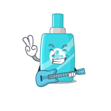 Gitar çalan yetenekli bir merhem krem karikatür tasarımcısı. Vektör illüstrasyonu