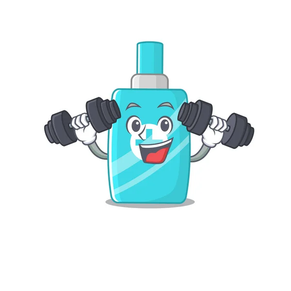 Design Mascote Sorrindo Fitness Creme Pomada Exercício Levantar Sinos Ilustração — Vetor de Stock