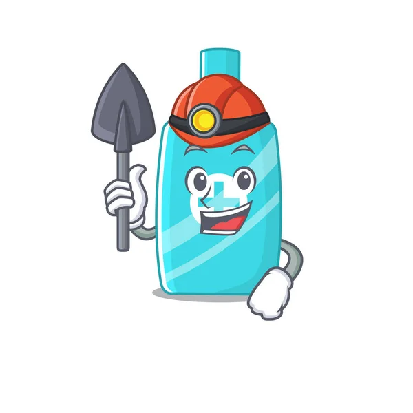 Pommade Crème Miner Dessin Animé Concept Avec Outil Casque Illustration — Image vectorielle