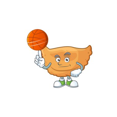 Basketbol oynayan atletik kornez de gazelle çizgi film tasarımı. Vektör illüstrasyonu