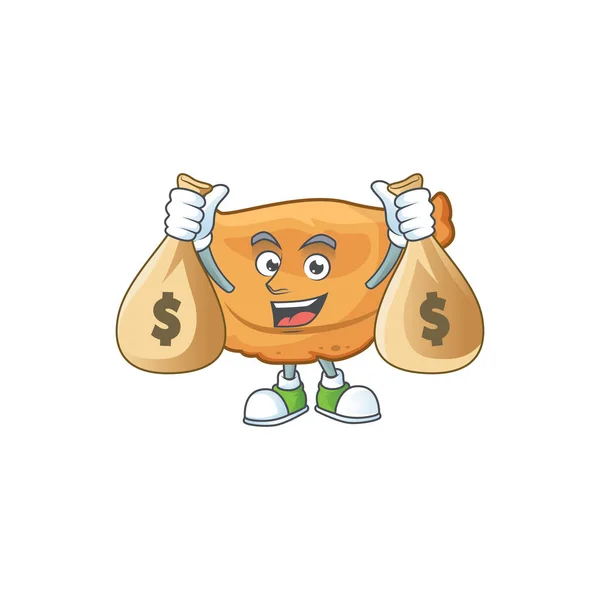 Blissful Rico Cornes Gazelle Personagem Desenho Animado Ter Sacos Dinheiro — Vetor de Stock