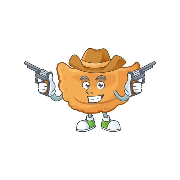 Cowboy Cartoon Character Cornes Gazelle Holding Guns Vector Illustration — Stock Vector