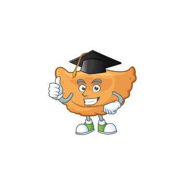 Cornes de ceylan maskotu tasarımı siyah mezuniyet şapkası takmaktan gurur duyar. Vektör illüstrasyonu