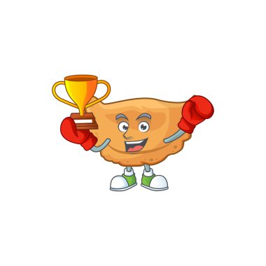 Çizgi film karakteri tasarımında sunulan boks şampiyonu Cornes de Ceylan 'ın gururlu yüzü. Vektör illüstrasyonu