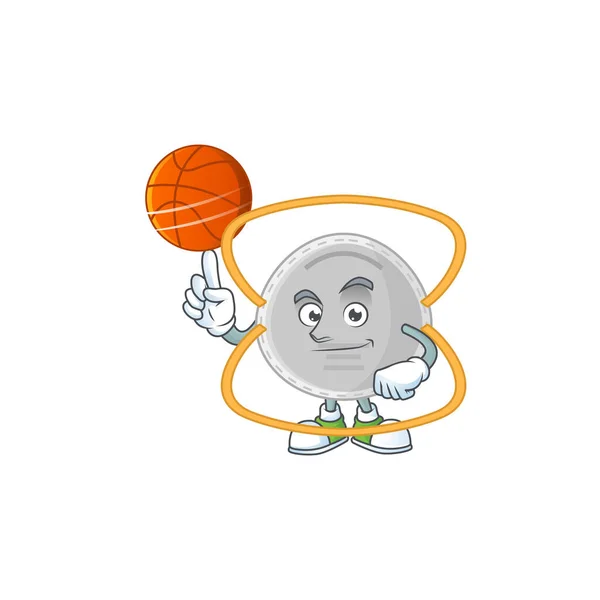 Atletico Stile Disegno Del Fumetto Maschera N95 Giocare Basket Illustrazione — Vettoriale Stock