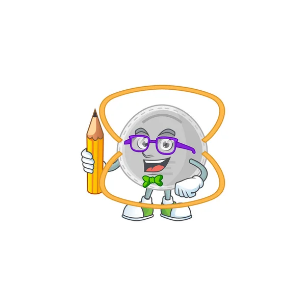 N95 mask student cartoon character studying with pencil. Vector  illustration - Stock Image - Everypixel