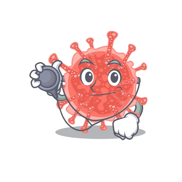 Oncovirus in doctor cartoon character with tools. Vector illustration