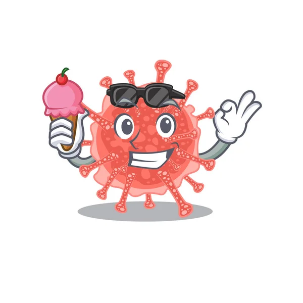 Cartoon Design Concetto Oncovirus Avere Gelato Illustrazione Vettoriale — Vettoriale Stock