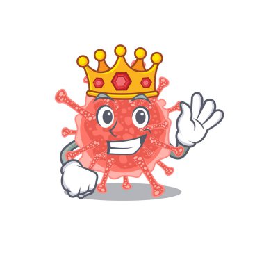 Oncovirus maskot tasarımının bilge kralı. Vektör illüstrasyonu