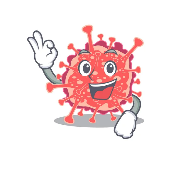 Estilo Diseño Mascota Polyploviricotina Con Dedo Gesto Okay Ilustración Vectorial — Vector de stock
