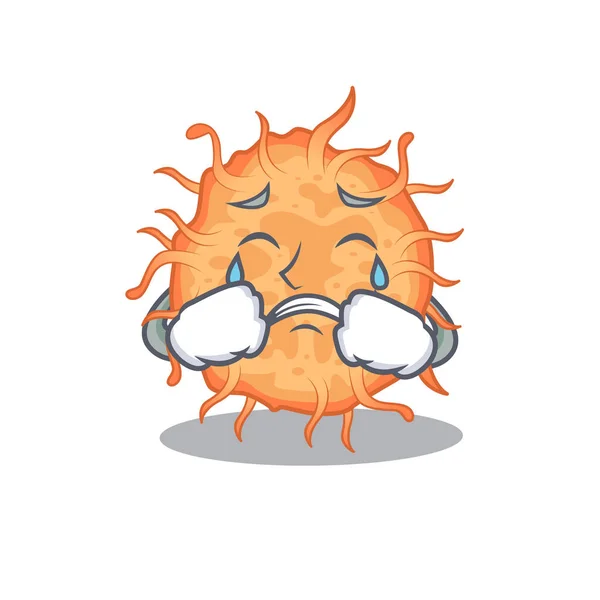 Мультфильм Дизайн Характера Бактерий Эндоспора Плачущим Лицом Векторная Иллюстрация — стоковый вектор