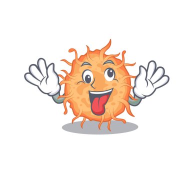 Bakteri endosporunun çılgın bir yüze sahip bir çizgi film tasarımı. Vektör illüstrasyonu