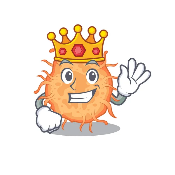 Wise King Bacteria Endospore Mascot Design Style Vector Illustration — Stock Vector