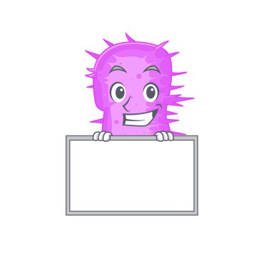 Gülen asinetobacter baumannii çizgi film tasarım tarzının bir tahtası vardır. Vektör illüstrasyonu