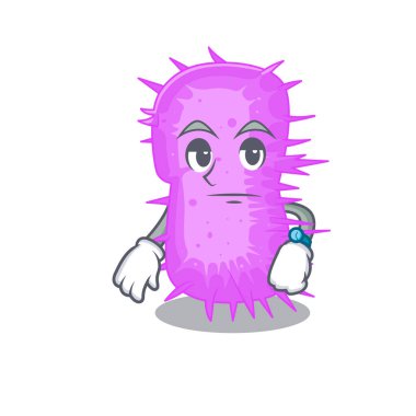 Bekleme hareketi gösteren asinetobacter baumannii 'nin maskot tasarımı. Vektör illüstrasyonu