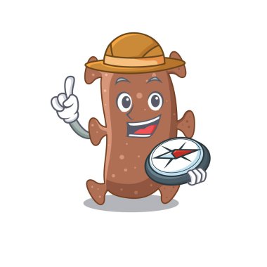 Maskot tasarım konsepti, pusula ile İsrail aktrisleri kaşifi. Vektör illüstrasyonu