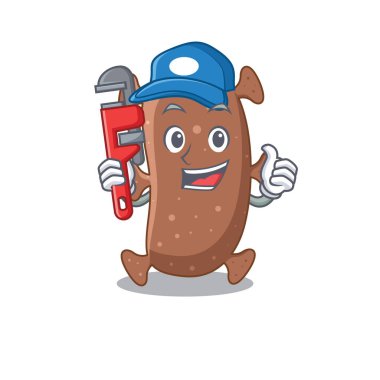 Aktinomice israelii Smart Plumber çizgi film karakteri tasarımı. Vektör illüstrasyonu