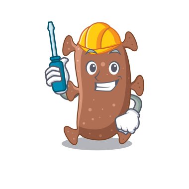 Aktinom İsrail 'in çizgi film karakteri otomotiv olarak çalıştı. Vektör illüstrasyonu