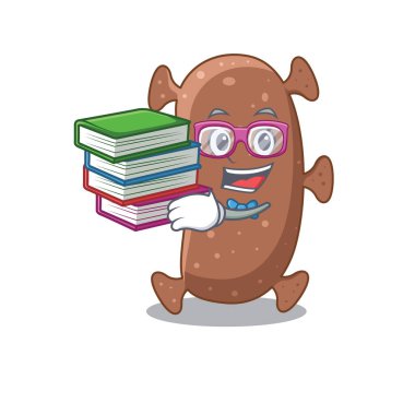 Çalışkan bir aktinomyce öğrencisi İsrail maskot tasarımı konsepti ve kitaplar. Vektör illüstrasyonu