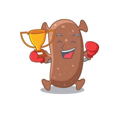 İsrail aktinomisi maskot tasarımı stilinde zarif bir boks şampiyonu. Vektör illüstrasyonu