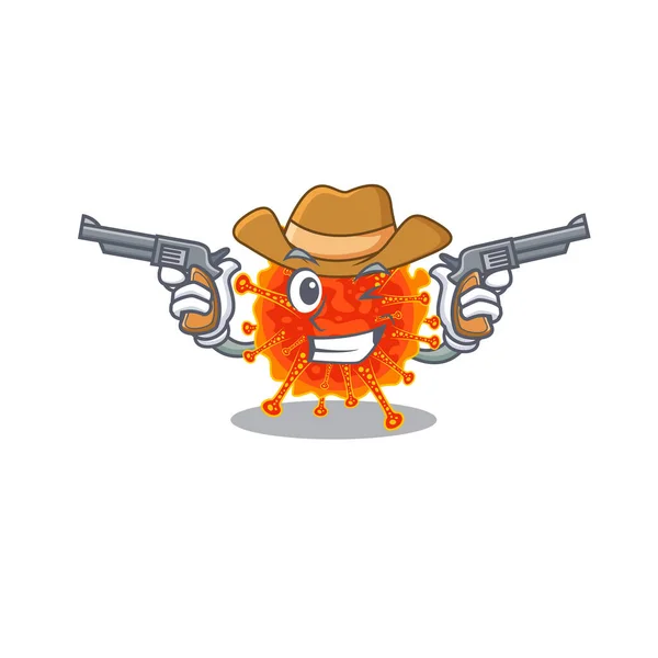 Cute Handsome Cowboy Riboviria Cartoon Character Guns Vector Illustration — Stock Vector