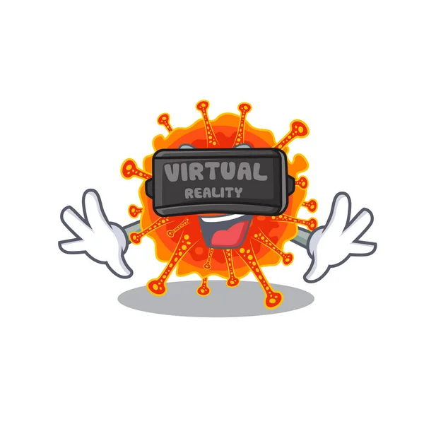 Desenhos Animados Estilo Design Riboviria Com Fone Ouvido Realidade Virtual —  Vetores de Stock