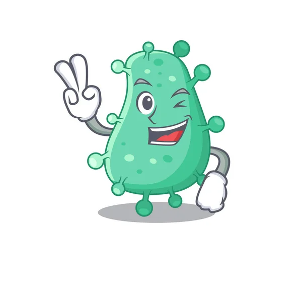 Feliz Agrobacterium Tumefaciens Concepto Diseño Dibujos Animados Con Dos Dedos — Vector de stock