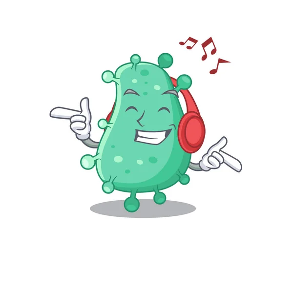 Agrobacterium Tumefaciens Cartoon Design Concept Listening Music Vector Illustration — Stock Vector