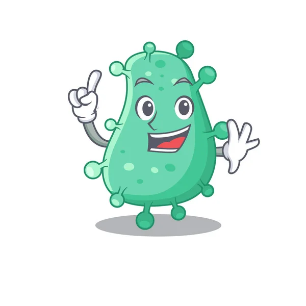 Agrobacterium Tumefaciens Mascota Diseño Carácter Con Gesto Dedo Ilustración Vectorial — Vector de stock