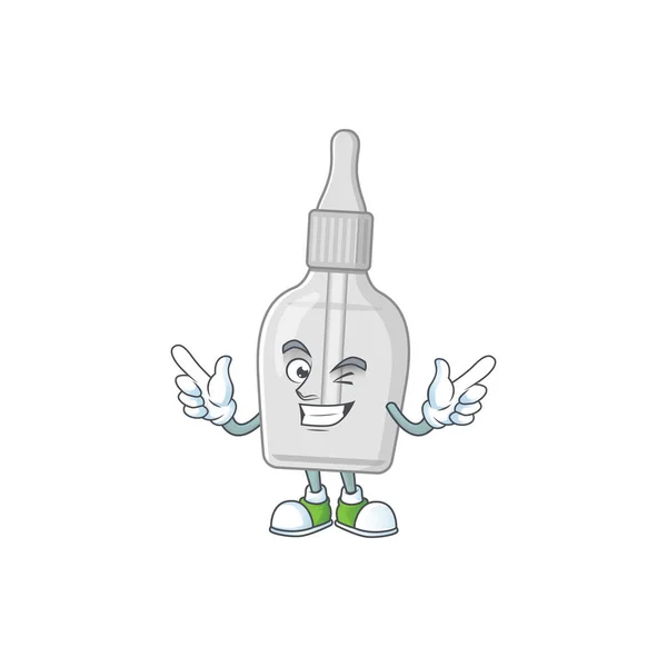 Desenhos animados conceito de design de personagem de garrafa com estilo de design de desenho animado pipeta com olho de piscar — Vetor de Stock