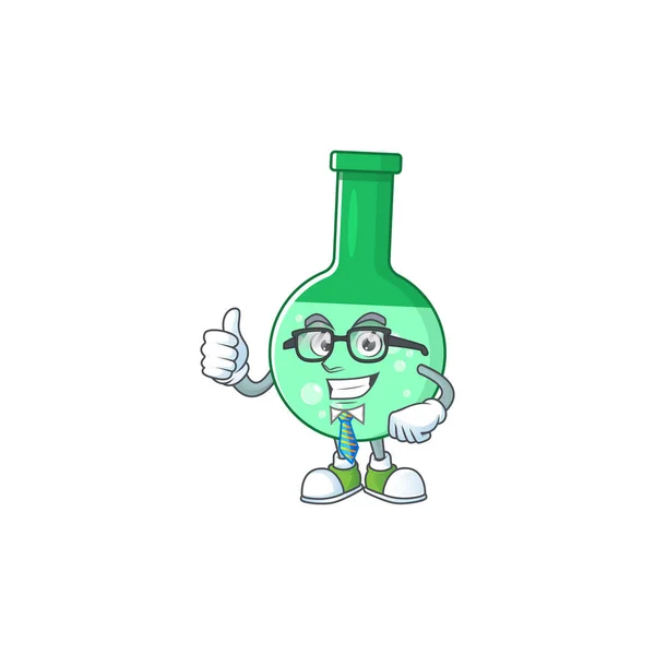 Σχεδιασμός χαρακτήρα κινουμένων σχεδίων του πράσινου μπουκάλι χημικών επιτυχημένος επιχειρηματίας — Διανυσματικό Αρχείο