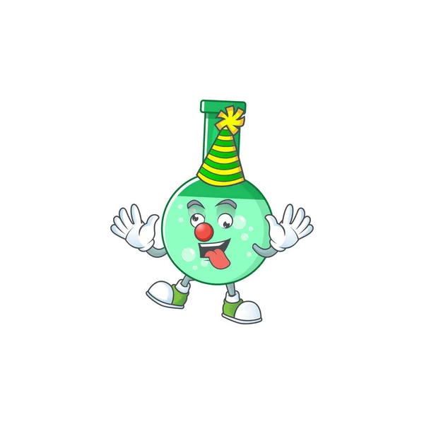 Amusant clown vert bouteille chimique personnage de dessin animé style mascotte — Image vectorielle