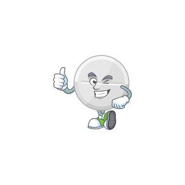 Parmak uçlarını gösteren beyaz hapların maskot tasarım biçimi