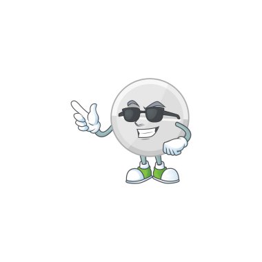 Süper şirin beyaz haplar, siyah gözlüklü çizgi film karakteri