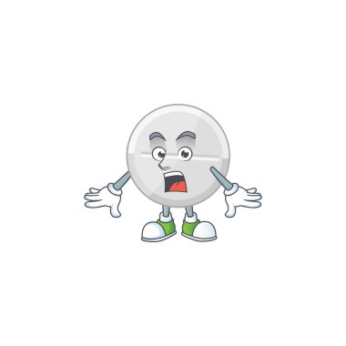 Şaşırtıcı bir hareket gösteren beyaz hapların çizgi film tasarımı.