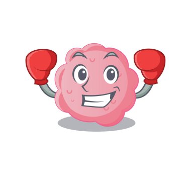 Anaplasma phagocytophilum 'un kırmızı boks eldivenli spor maskotu tasarımı. Vektör illüstrasyonu