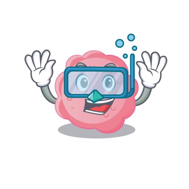 Anaplasma phagocytophilum maskot tasarımı konsepti dalış gözlüğü takıyor. Vektör illüstrasyonu