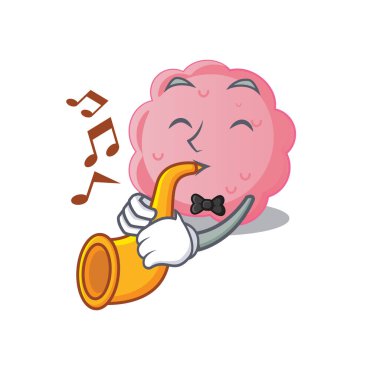 Trompet çalan anaplasma phagocytophilum karikatür tasarımında yetenekli bir müzisyen. Vektör illüstrasyonu