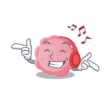 Anaplasma phagocytophilum Karikatür tasarımı müzik dinleme konsepti. Vektör illüstrasyonu