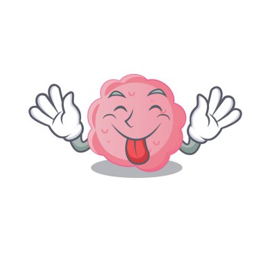 Komik bir yüz anaplazması phagocytophilum çizgi film tasarımı. Dili çıkmış. Vektör illüstrasyonu