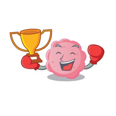 Anaplasma phagocytophilum maskot tasarımının zarif bir boks şampiyonu. Vektör illüstrasyonu