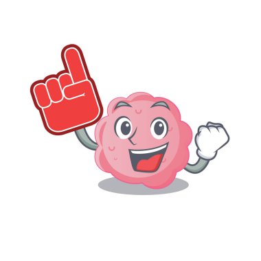 Anaplasma phagocytophilum çizgi film karakter tasarımında köpük parmak ile sunulmuştur. Vektör illüstrasyonu