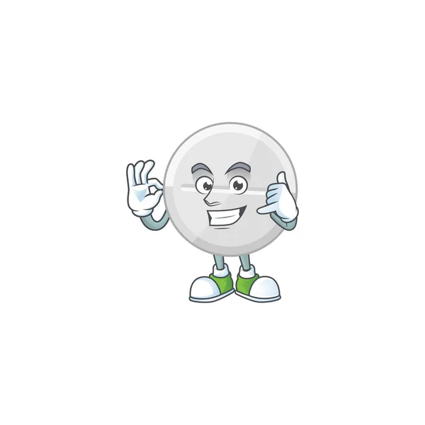 Blanco píldoras mascota diseño de dibujos animados hacer un gesto de llamada — Vector de stock
