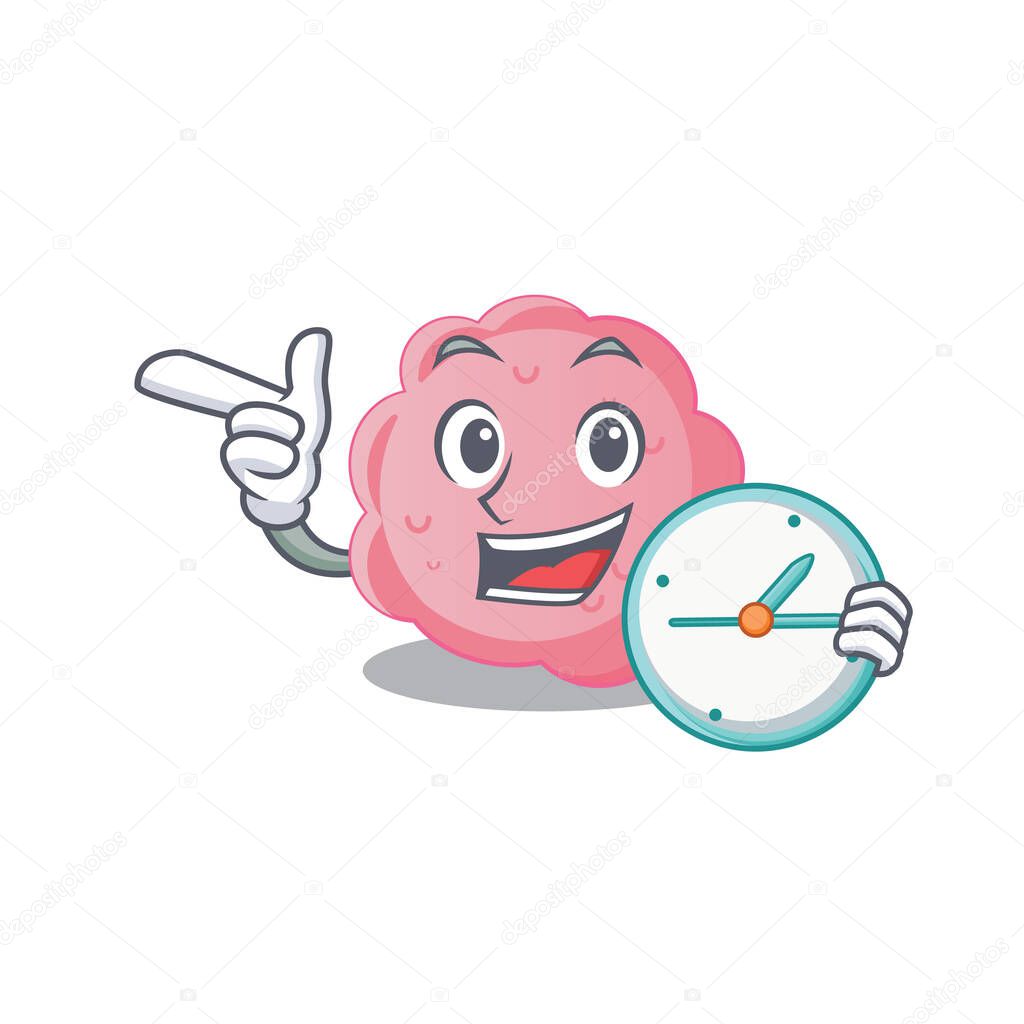 Anaplasma phagocytophilum mascot design concept smiling with clock. Vector illustration