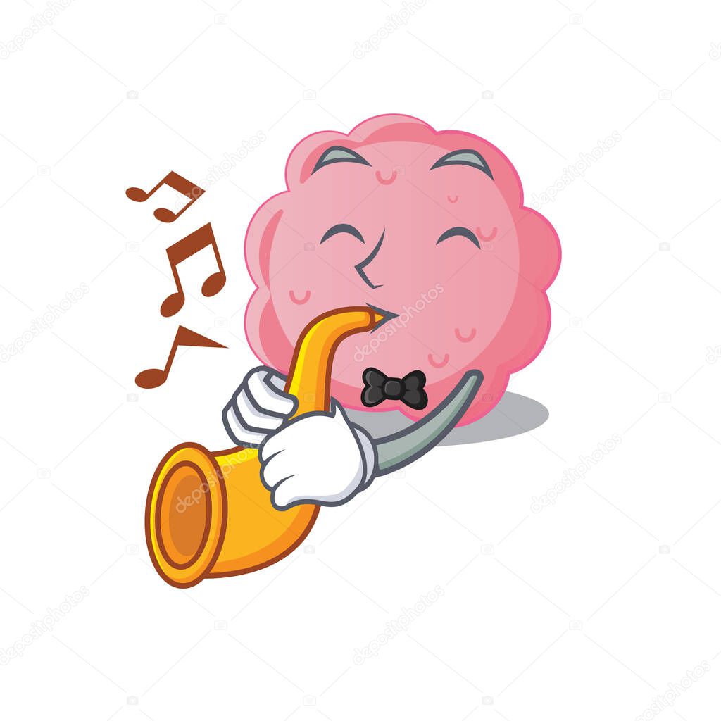 Talented musician of anaplasma phagocytophilum cartoon design playing a trumpet. Vector illustration